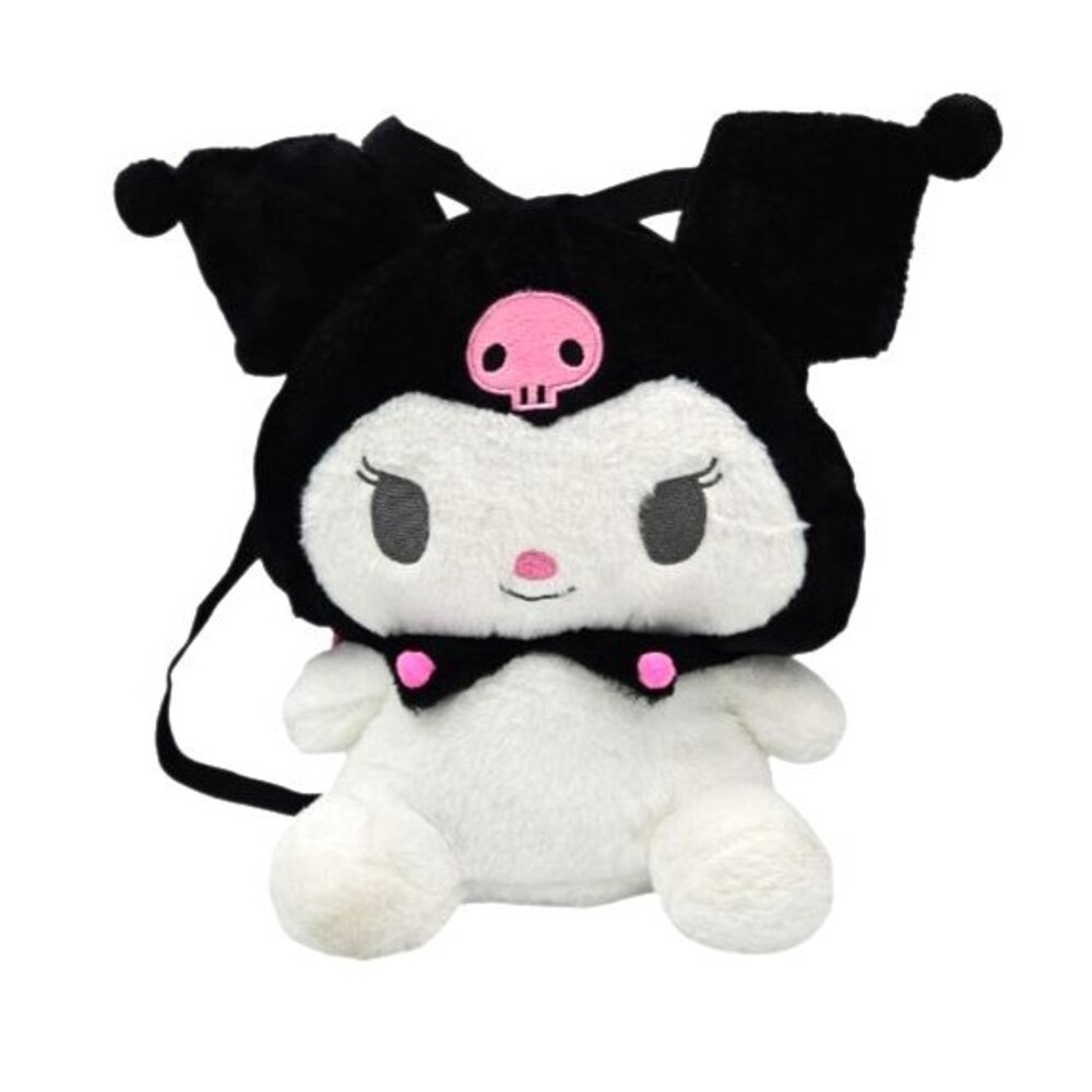 Sanrio Kuromi Plush Mini Backpack Purse Crossbody Black White Pink 13" Kawaii